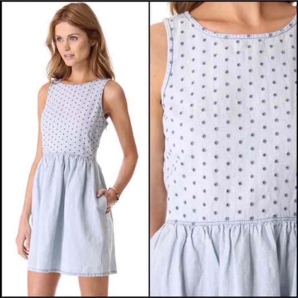 Embroidered eyelet chambray dress- Madewell